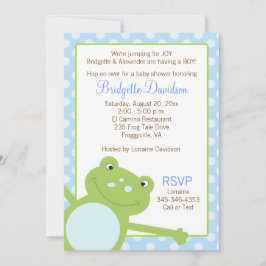 Einladung von Froschdusche mit grünem Leap (blau),