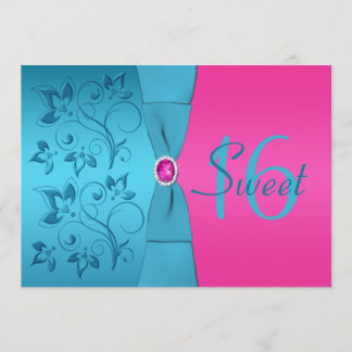 Einladung von Fuchsia und Turquoise 16 . Geburtsta