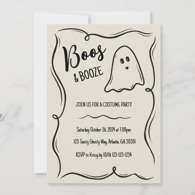 Einladung von Funky Ghost Adult Halloween-Party (Vorderseite)