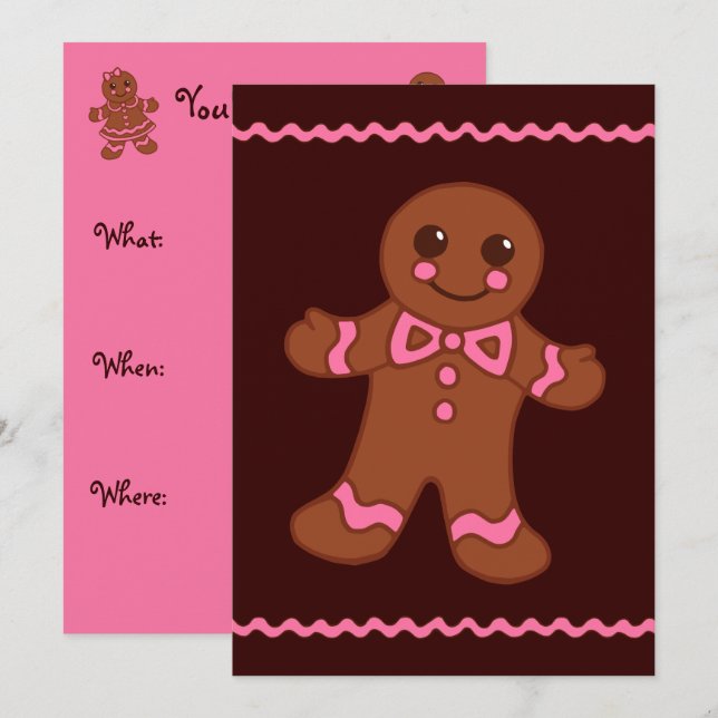 Einladung von Gingerbread Man (Vorne/Hinten)
