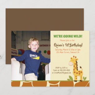 Einladung von Giraffe Boy oder Girl Zoo zum Geburt