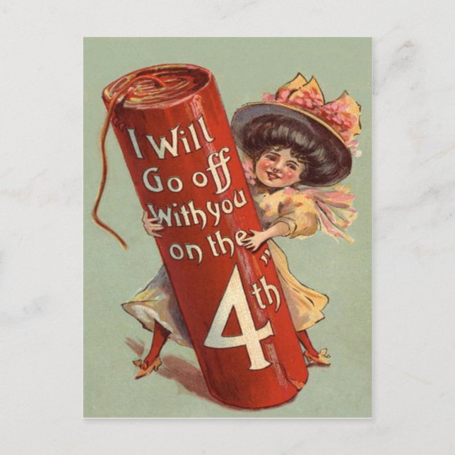 Einladung von Girl Firework Firecracker Postkarte (Vorderseite)