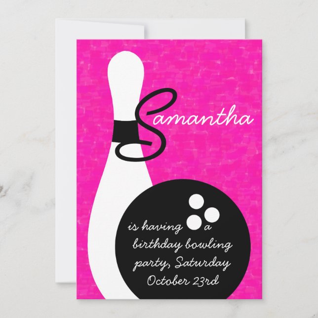 Einladung von Girls Bowling Birthday Party (Vorderseite)