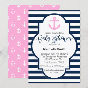 Einladung von Girls Nautical Baby Shower