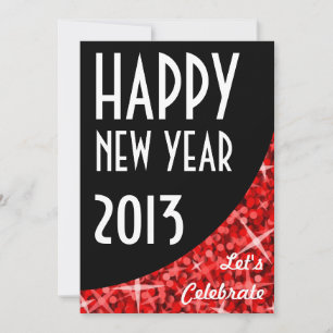 Einladung von Glitz Red black kurve "Happy New Yea