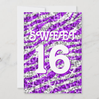 Einladung von Glitz Zebra Lila "Sweet 16"