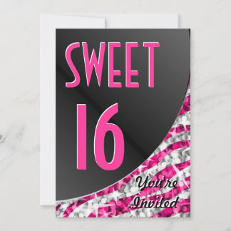 Einladung von Glitz Zebra Pink: "Sweet 16"