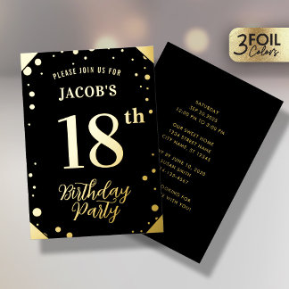 Einladung von Gold & Black Birthday Foil