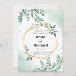 Einladung von Gold Foil, neutrale Blütenhochzeit