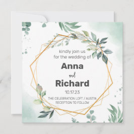 Einladung von Gold Foil, neutrale Blütenhochzeit