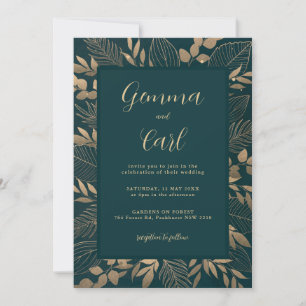 Einladung von Gold Foliage Leaf Hochzeit