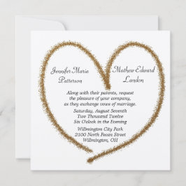 Einladung von Gold Glitzer Heart Wedding