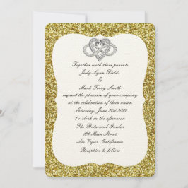 Einladung von Gold Glitzer Infinity Heart Wedding