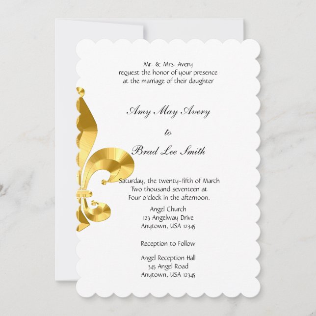 Einladung von Gold Lilie Hochzeit (Vorderseite)
