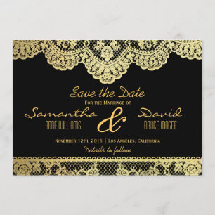 Einladung von Gold und Black Lace Save the Date