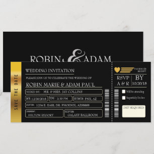 Einladung von Gold- und Black-Wedding-Tickets