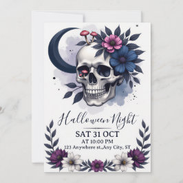 Einladung von Gothic Skull and Floral Halloween-Pa