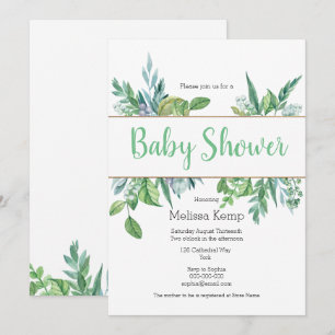 Einladung von Green and Gold Foliage Baby Shower