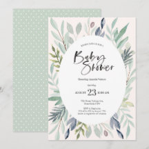 Einladung von Green Foliage Baby Shower