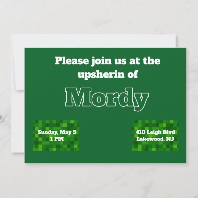 Einladung von Green Upsherin (Vorderseite)