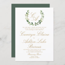 Einladung von Greenery Monogram Wedding