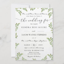Einladung von Greenery Wedding