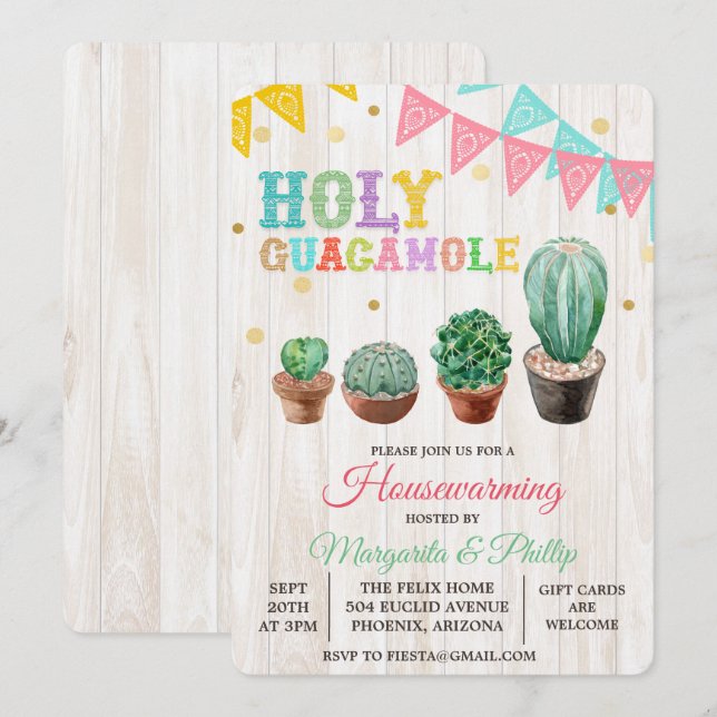 Einladung von Guacamole Cactus Housewarming (Vorne/Hinten)