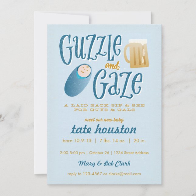 Einladung von Guzzle and Gaze Baby Shower (Vorderseite)