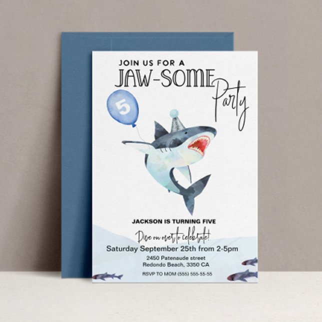 Einladung von Hai, JEDES ALTER, Jawsome Geburtstag (Jawsome shark birthday invitaiton)