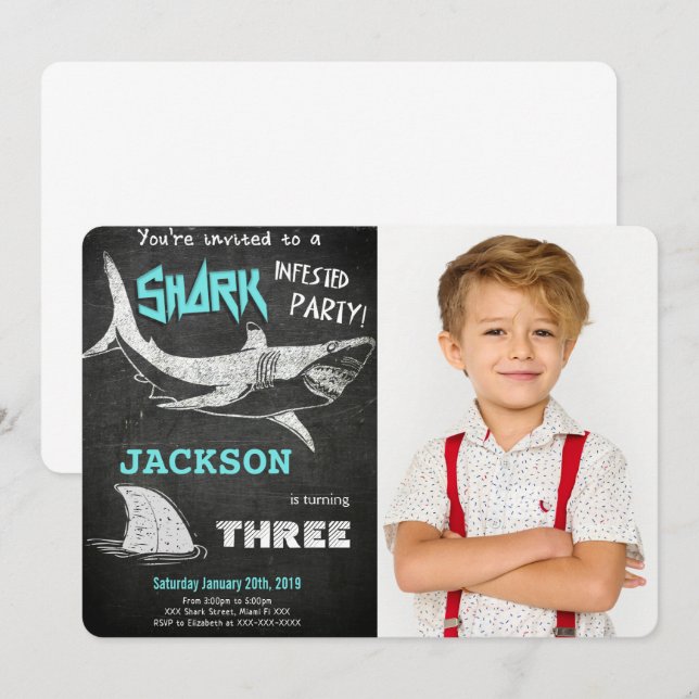 Einladung von Haifischen Foto (Vorne/Hinten)