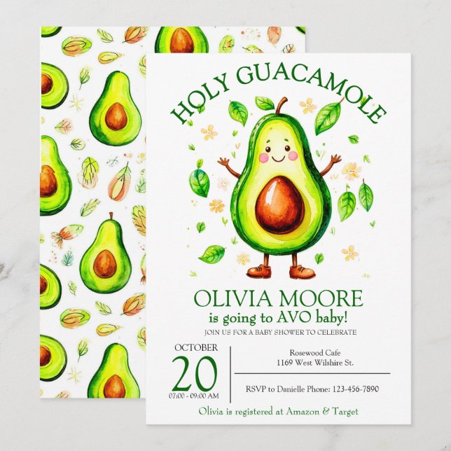 Einladung von Heiliger Guacamole Avocado Kinderdus (Vorne/Hinten)