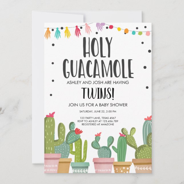 Einladung von Heiliger Guacamole Fiesta Twins Baby (Vorderseite)