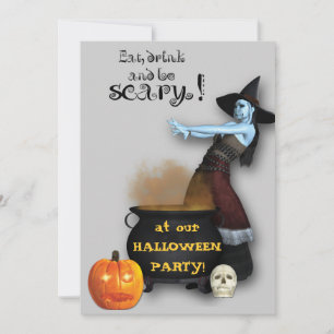 Einladung von Hexe und Cauldron Halloween-Party