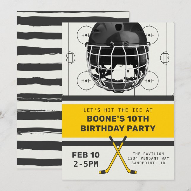 Einladung von Hockey Birthday | Hockey-Party (Vorne/Hinten)