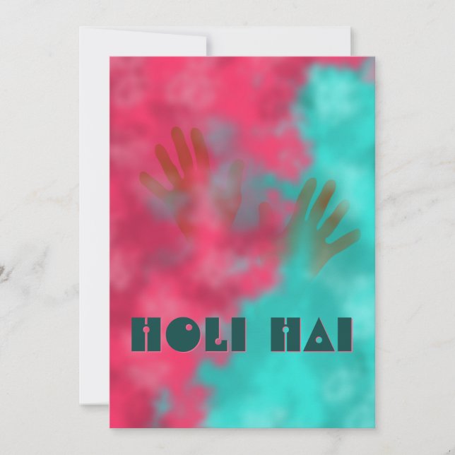 Einladung von Holi Pulver und Hände (Vorderseite)