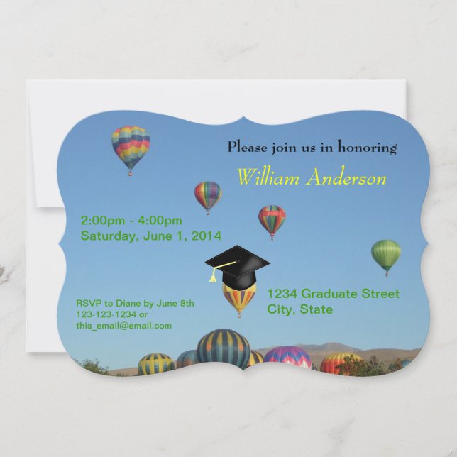 Einladung von Hot Air Balloons Graduation Party (Vorderseite)
