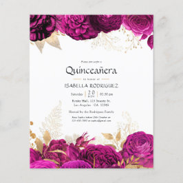 Einladung von Hot-Pink und Gold Quinceñera Flyer