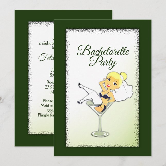 Einladung von Hunter Green Junggeselinnen-Abschied (Vorne/Hinten)