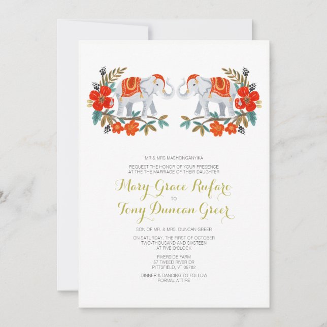 Einladung von indischen Elefanten (Vorderseite)