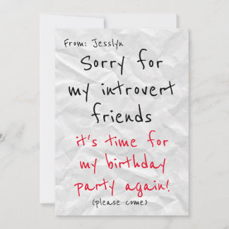 Einladung von Introvert zum Geburtstag - Funny Inv