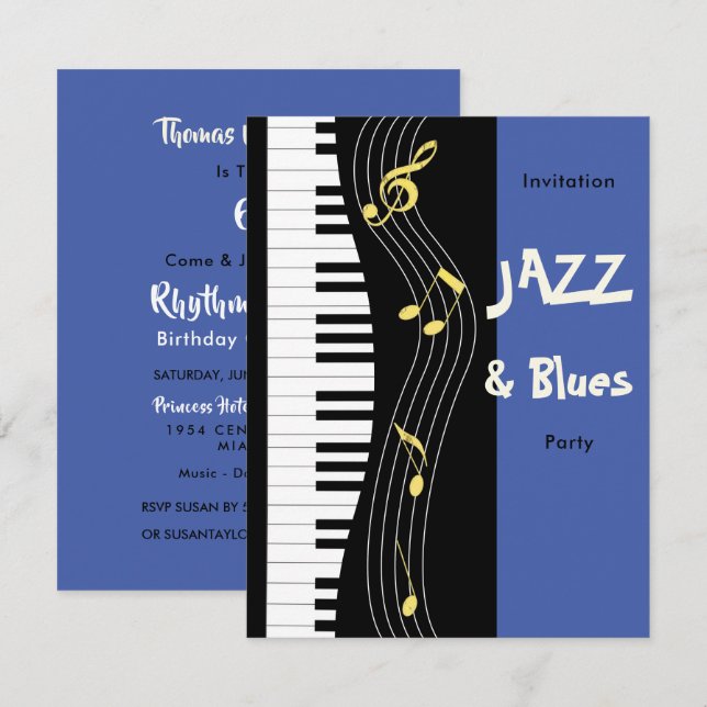 Einladung von Jazz und Blues zum Geburtstag (Vorne/Hinten)