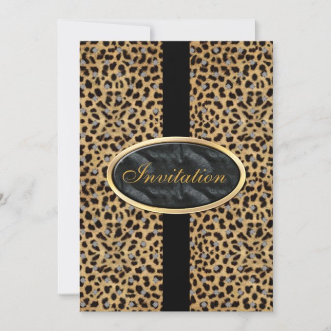 Einladung von Jeden Anlässen Black Gold Animal Leo (Vorderseite)