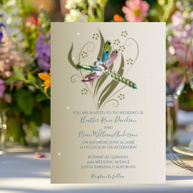 Einladung von Jeweled Dragonfly (Jeweled Dragonfly Wedding Invitation)