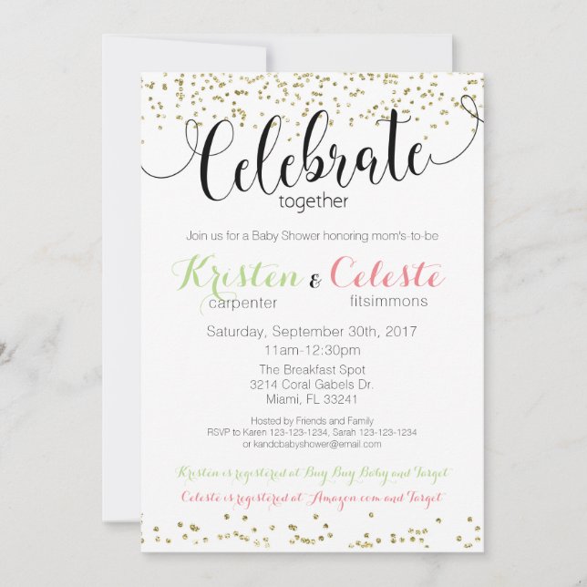 Einladung von Joint Friends Combined Baby Shower (Vorderseite)