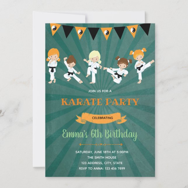 Einladung von Karate Birthday Party (Vorderseite)