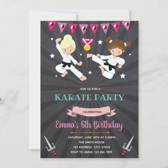 Einladung von Karate Birthday Party (Vorderseite)