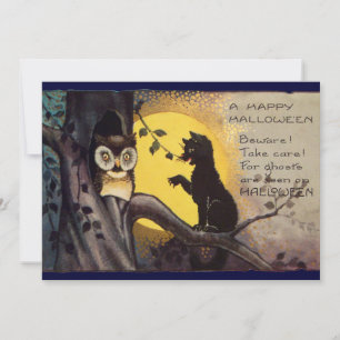 Einladung von Katzenwelpen und Vintagen Halloween-