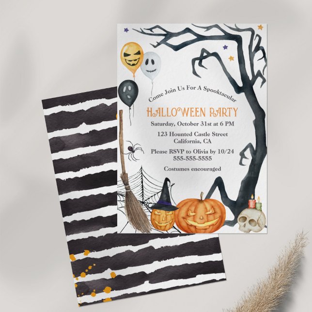 Einladung von Kids Halloween-Party (Kids Halloween Party Invition on Off-white background)