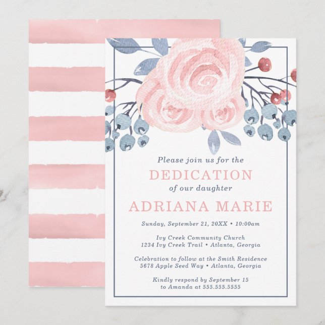 Einladung von Kindern, Taufen, Blume (Vorne/Hinten)