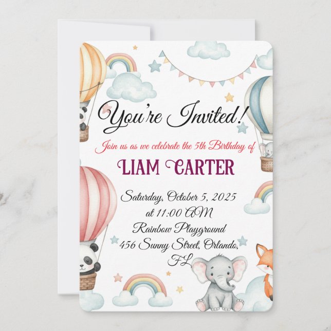 Einladung von Kindern zum Geburtstag - Niedlicher  (Vorderseite)